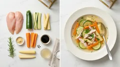 Leichte Hühner-Gemüsesuppe: Hähnchen in der Brühe sanft gar ziehen lassen