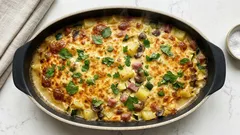 Cremiger Gemüseauflauf mit Zucchini, Champignons und Kartoffeln – einfach aus dem Ofen